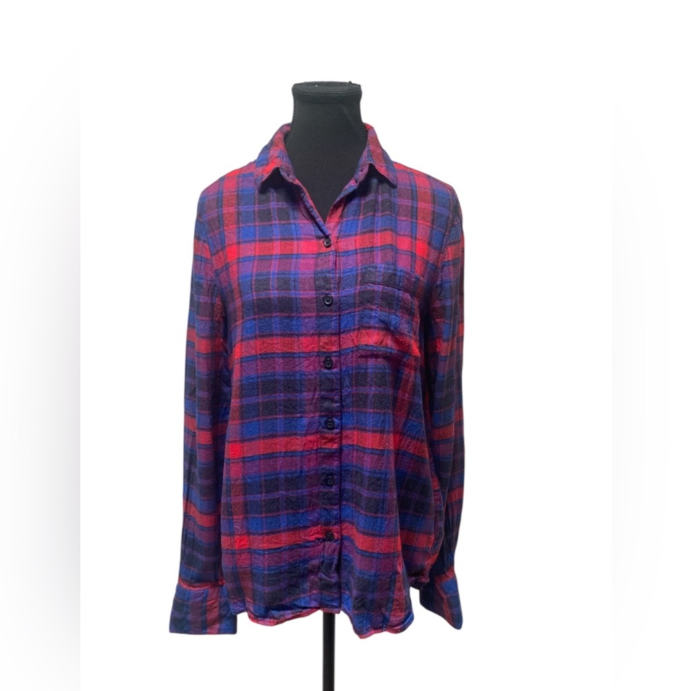 beachlunchlounge Red and Blue Plaid Shirt GUC SP